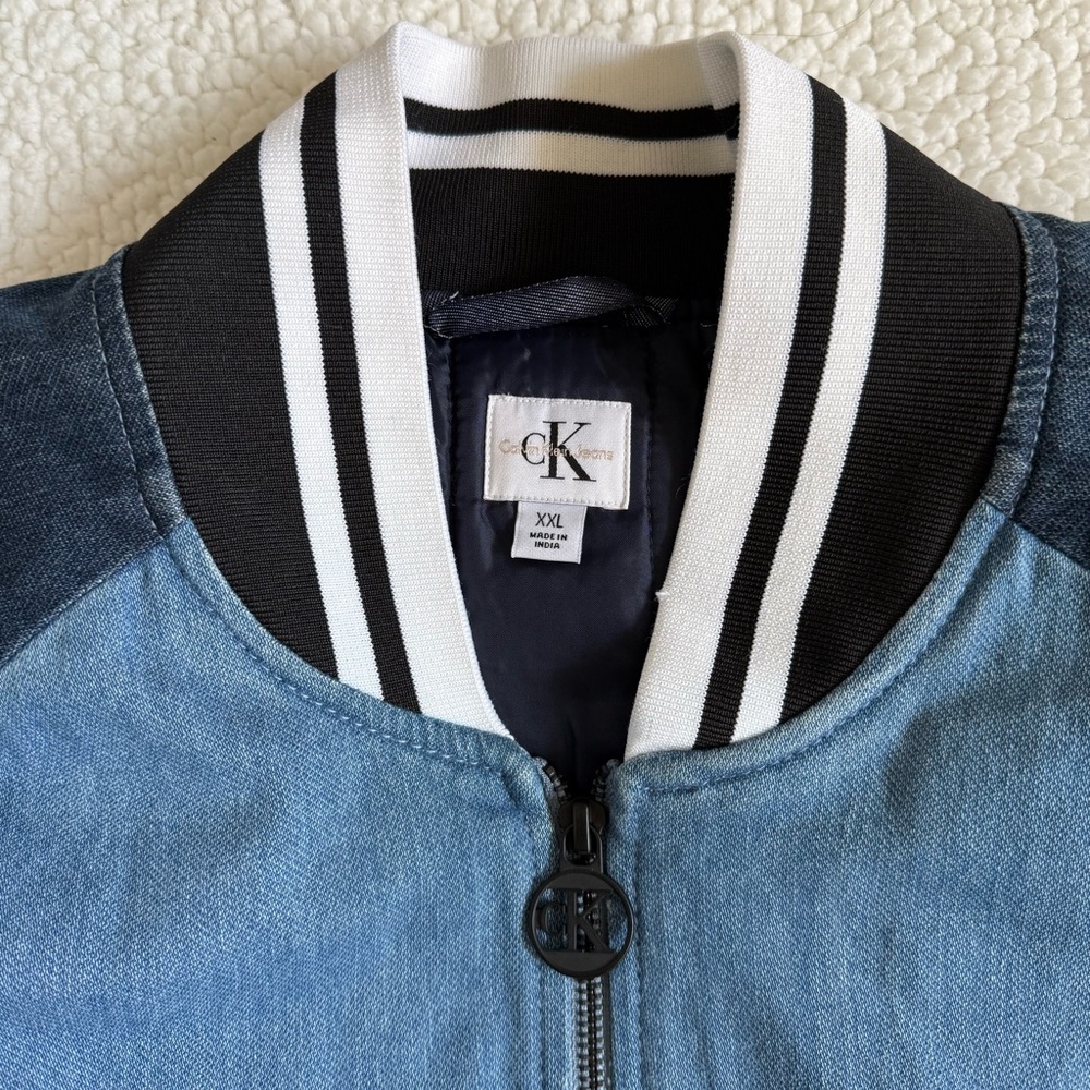 Calvin Klein denim varsity bomber jacket - Picture 5 of 8